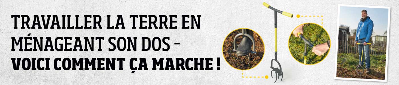 Pour préparer les travaux de plantation, cultiver les parterres (avant d'ajouter de l'engrais) ou aérer le sol : le cultivateur vous facilite la tâche et vous permet de travailler debout ! L'appareil est livré démonté.